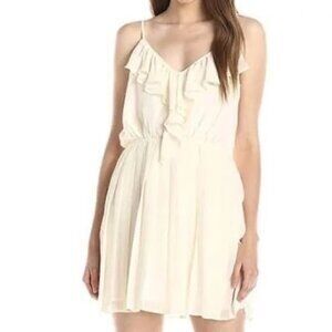 BCBGeneration Cream Ruffle Pleated Mini Dress Misses Size Medium NWOT